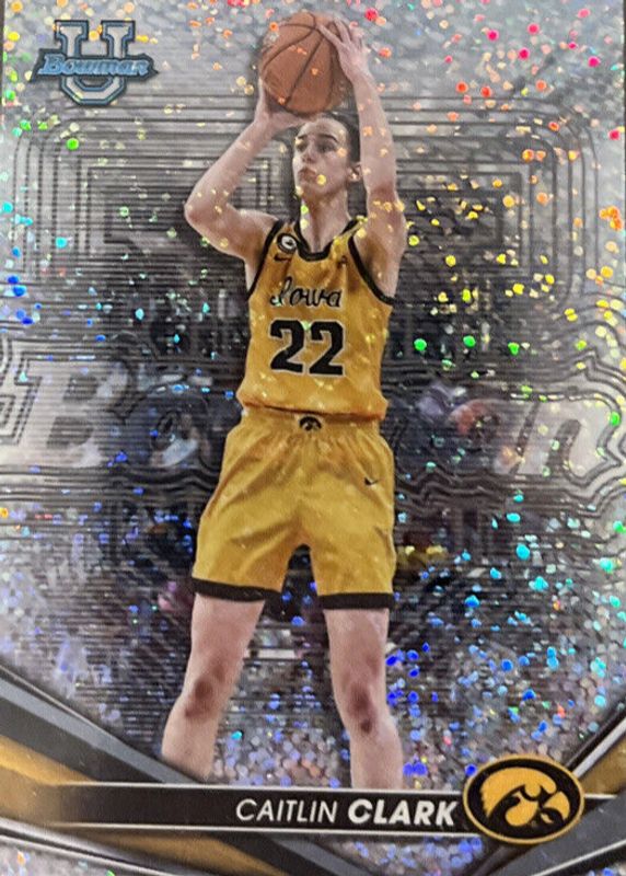 Caitlin Clark 2022 Bowman's Best University #50 Speckle Refractor RAW