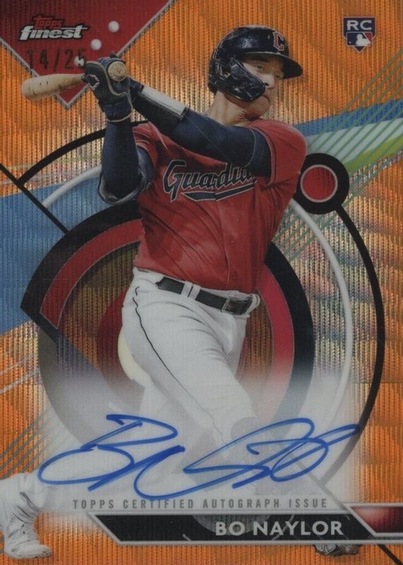 Bo Naylor 2023 Topps Finest #FA-BN Finest Autographs - Orange Wave Refractor /25 Rookie RAW