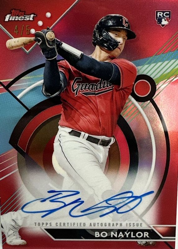 Bo Naylor 2023 Topps Finest #FA-BN Finest Autographs - Red Refractor /5 Rookie RAW