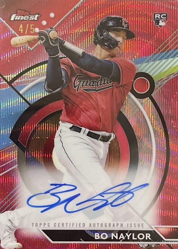 Bo Naylor 2023 Topps Finest #FA-BN Finest Autographs - Red Wave Refractor /5 Rookie RAW