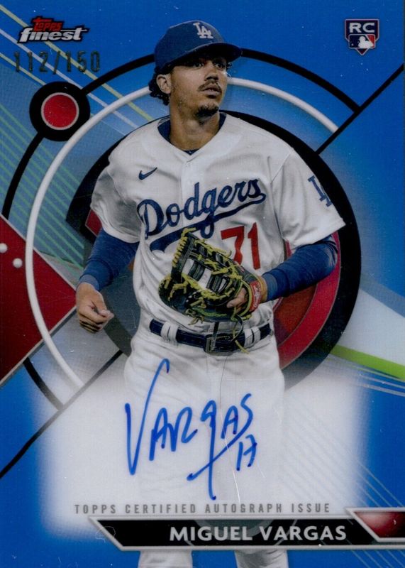 Miguel Vargas 2023 Topps Finest #FA-MV Finest Autographs - Blue Refractor /150 Rookie PSA 10