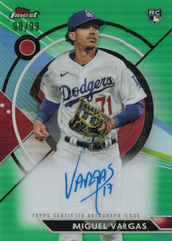 Miguel Vargas 2023 Topps Finest #FA-MV Finest Autographs - Green Refractor /99 Rookie PSA 10