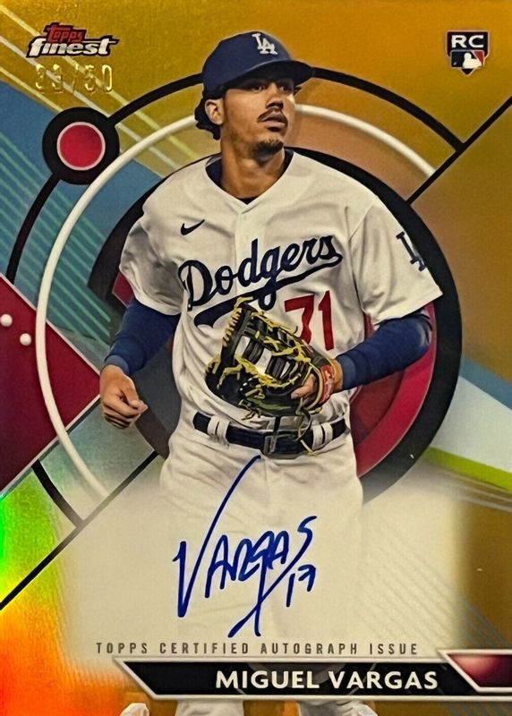 Miguel Vargas 2023 Topps Finest #FA-MV Finest Autographs - Gold Refractor /50 Rookie PSA 10