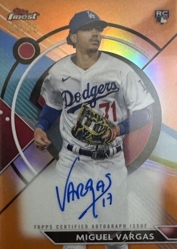 Miguel Vargas 2023 Topps Finest #FA-MV Finest Autographs - Orange Refractor /25 Rookie BGS 9