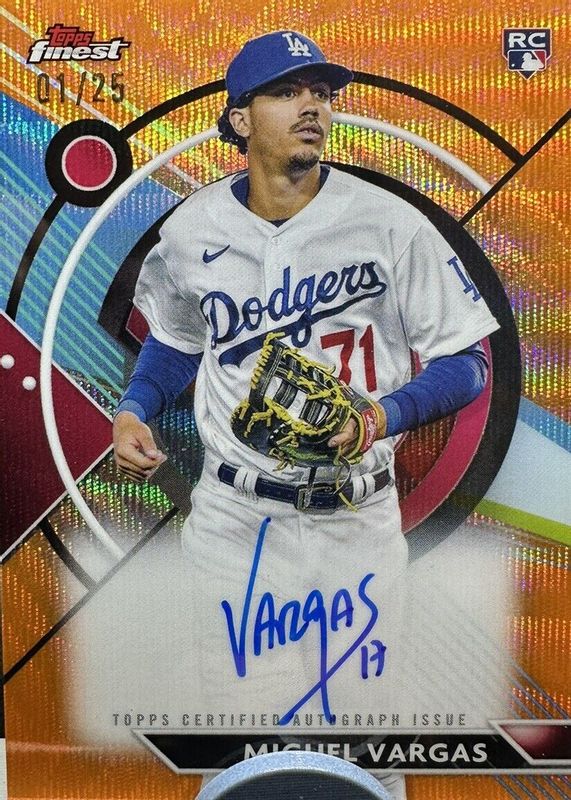 Miguel Vargas 2023 Topps Finest #FA-MV Finest Autographs - Orange Wave Refractor /25 Rookie PSA 10