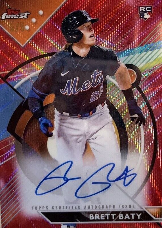 Brett Baty 2023 Topps Finest #FA-BBA Finest Autographs - Red Wave Refractor /5 Rookie SGC 10