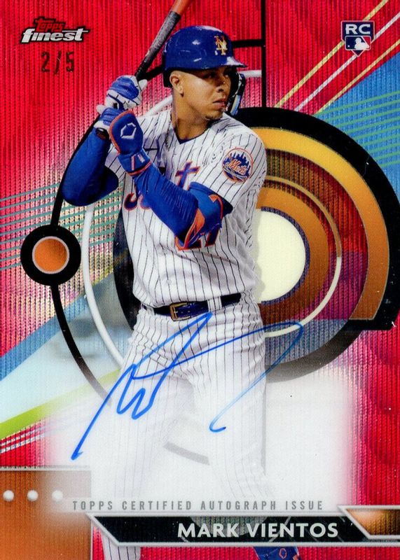 Mark Vientos 2023 Topps Finest #FA-MVI Finest Autographs - Red Wave Refractor /5 Rookie RAW