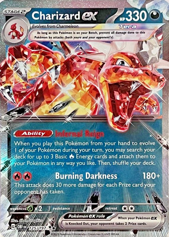 Charizard ex 2023 Scarlet & Violet: Obsidian Flames #125/197 Double ...