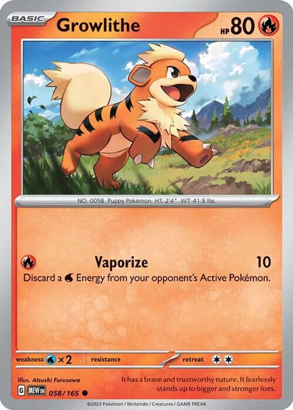 Growlithe 2023 Scarlet & Violet: 151 #058/165 Base PSA 9