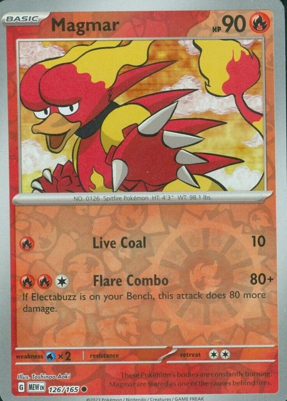 Magmar 2023 Scarlet & Violet: 151 #126/165 Reverse Holo SGC 10