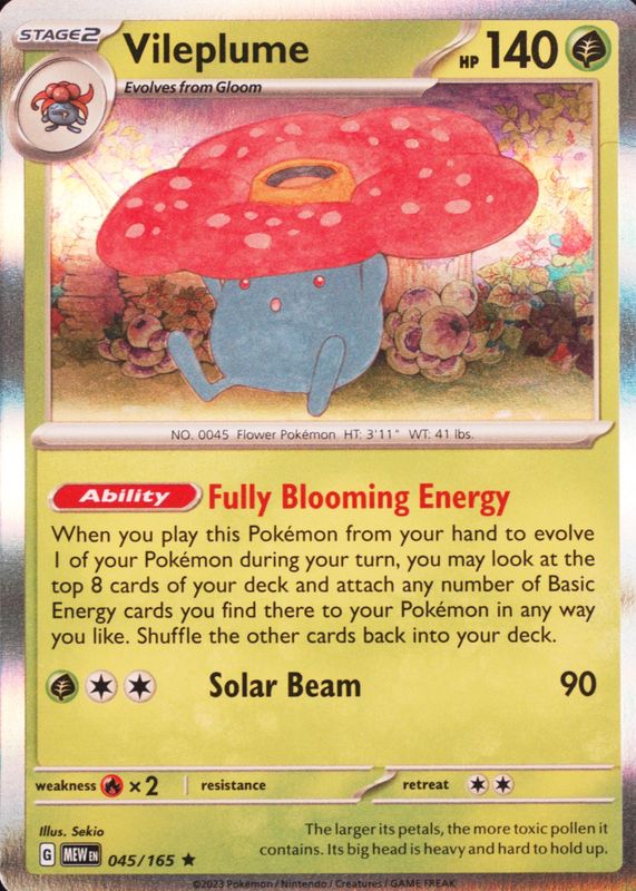 Vileplume 2023 Scarlet & Violet: 151 #045/165 Base PSA 10