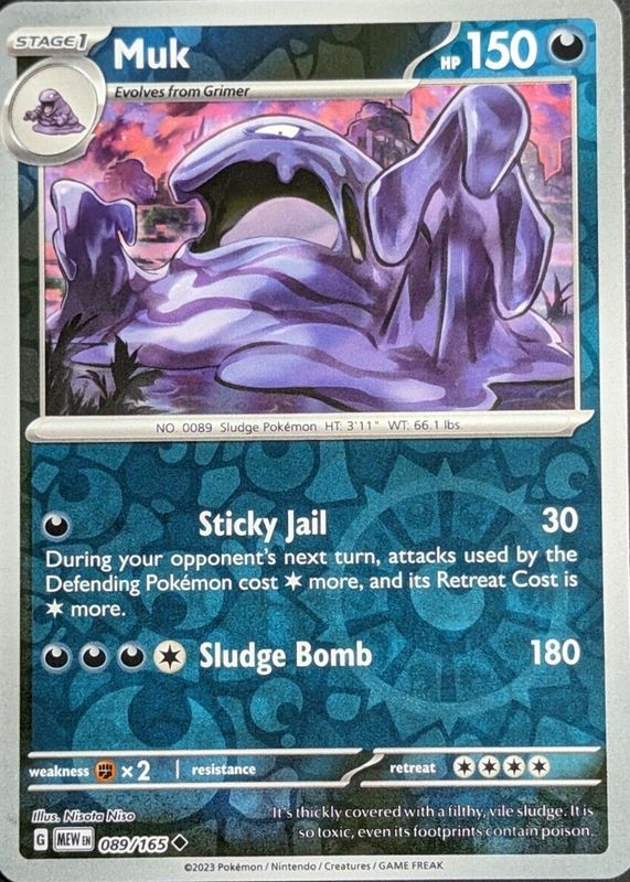 Muk 2023 Scarlet & Violet: 151 #089/165 Reverse Holo RAW TCG (NEAR MINT)