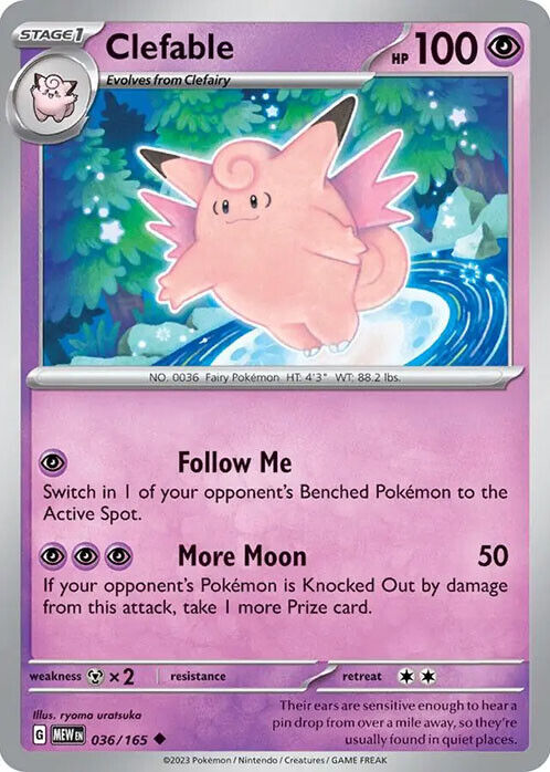 Clefable 2023 Scarlet & Violet: 151 #036/165 Base Price Guide - Sports Card  Investor