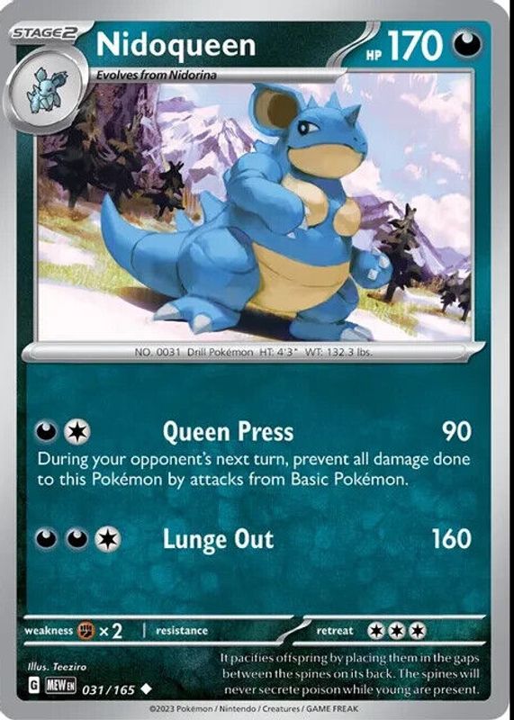 Nidoqueen 2023 Scarlet & Violet: 151 #031/165 Base SGC 10