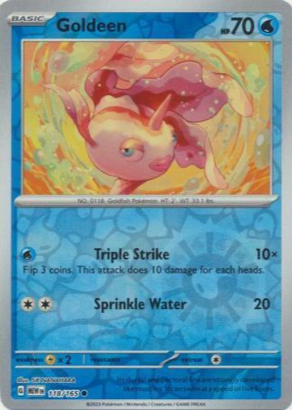 Goldeen 2023 Scarlet & Violet: 151 #118/165 Reverse Holo RAW TCG (NEAR MINT)