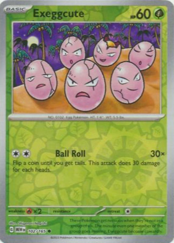 Exeggcute 2023 Scarlet & Violet: 151 #102/165 Reverse Holo RAW TCG (NEAR MINT)