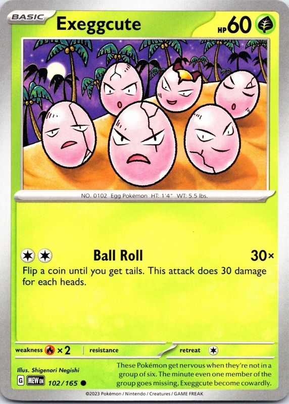 Exeggcute 2023 Scarlet & Violet: 151 #102/165 Base RAW TCG (NEAR MINT)