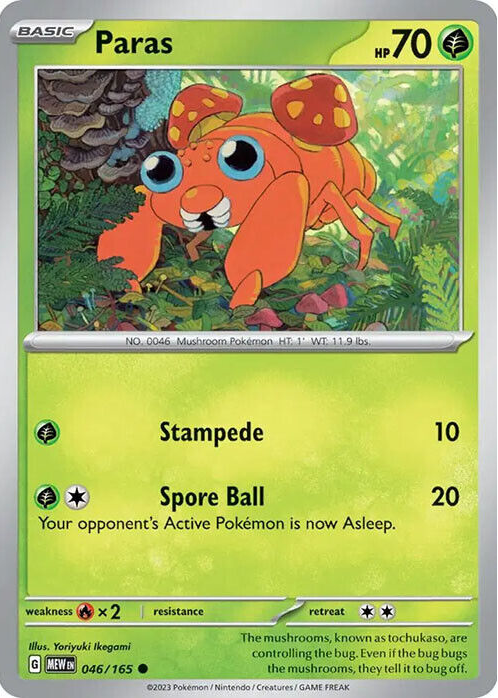 ultra rare paras 1995 pokemon card (6/83) [XY: Generations] RarityCommon Hit Points70 HP Grass Leech Life (10) Heal from this Pokémon the same amount of damage you did to your opponent’s Active Pokémon. Paras [1st Edition] #59 Prices