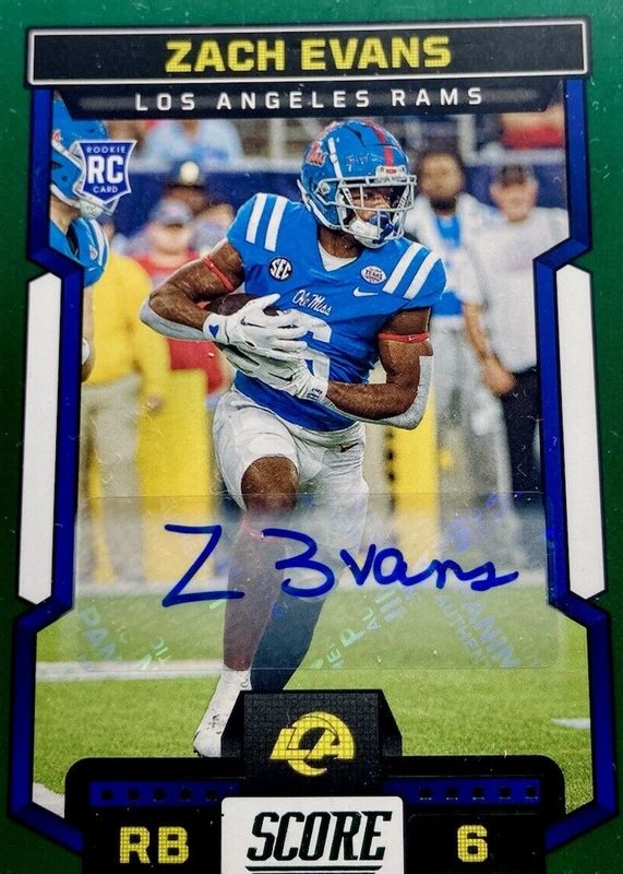 Zach Evans 2023 Score #319 Rookie Signatures - Green Rookie SGC 9.5