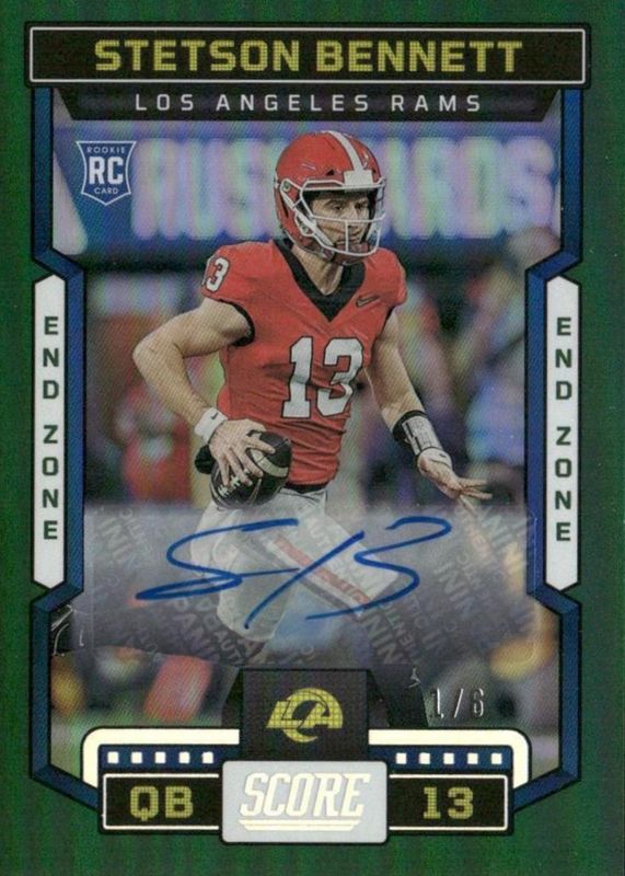 Stetson Bennett IV 2023 Score #313 Rookie Signatures - End Zone /6 RAW