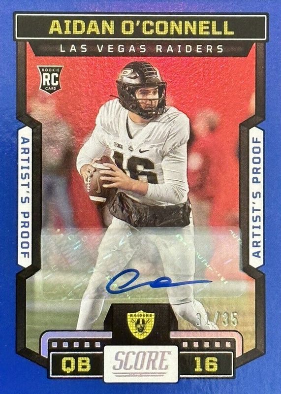 Aidan O'Connell 2023 Score #310 Rookie Signatures - Artist's Proof /35 PSA 10