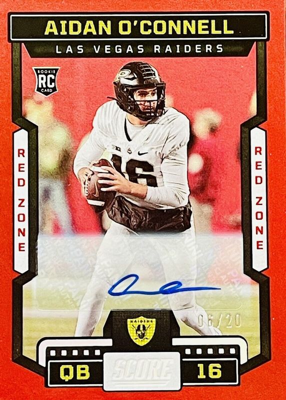 Aidan O'Connell 2023 Score #310 Rookie Signatures - Red Zone /20 PSA 10