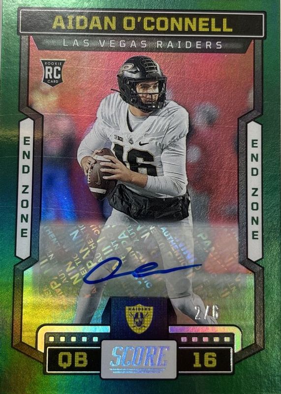 Aidan O'Connell 2023 Score #310 Rookie Signatures - End Zone /6 PSA 10