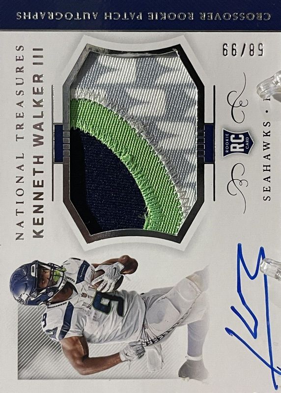 Kenneth Walker III 2022 National Treasures #CRPA-KW Crossover Rookie Patch Autographs (/99) Rookie RAW