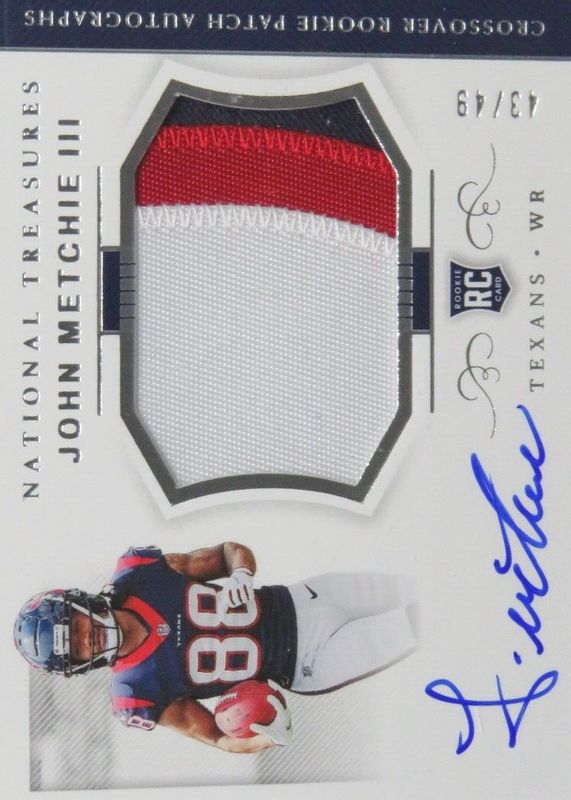 John Metchie III 2022 National Treasures #CRPA-JM Crossover Rookie Patch Autographs (/49) RAW