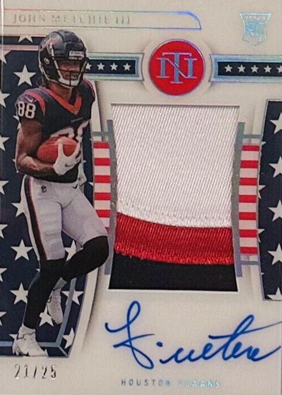 John Metchie III 2022 National Treasures #171 Rookie Patch Auto - Stars & Stripes Holo Silver /25 RAW