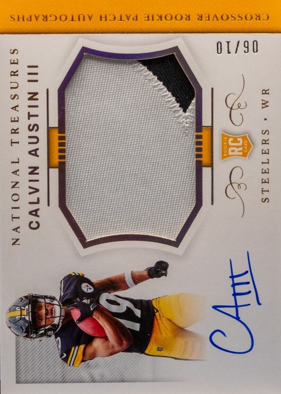 Calvin Austin III 2022 National Treasures #CRPA-CA Crossover Rookie Patch Autographs - Holo Gold /10 RAW