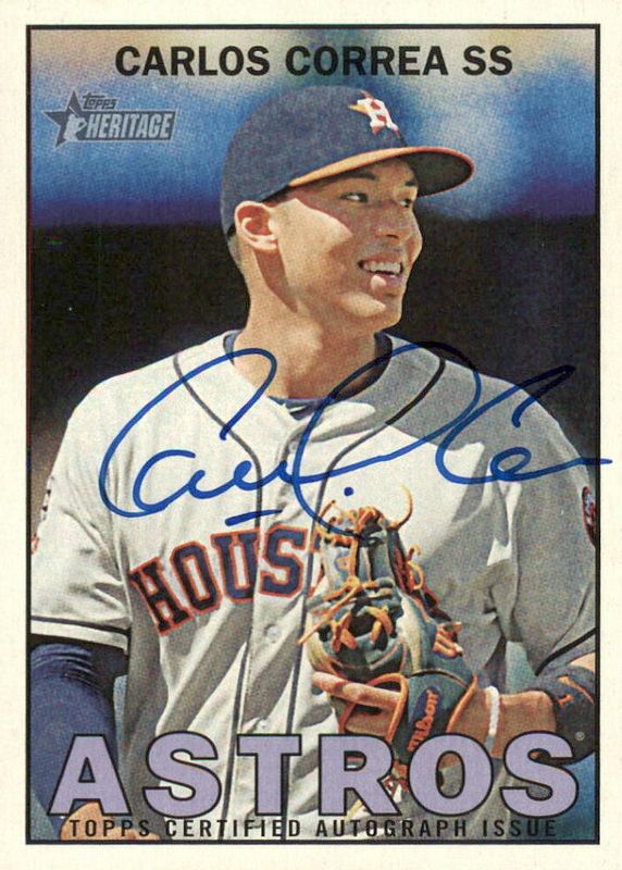 Carlos Correa 2016 Topps Heritage #ROA-CC Real One Autographs PSA 8