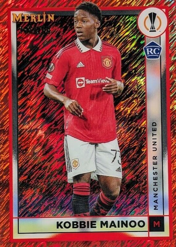 Kobbie Mainoo 2022 Topps Merlin Chrome UEFA Club Competitions #97 Rose Gold Shimmer Refractor /299 Rookie SGC 9