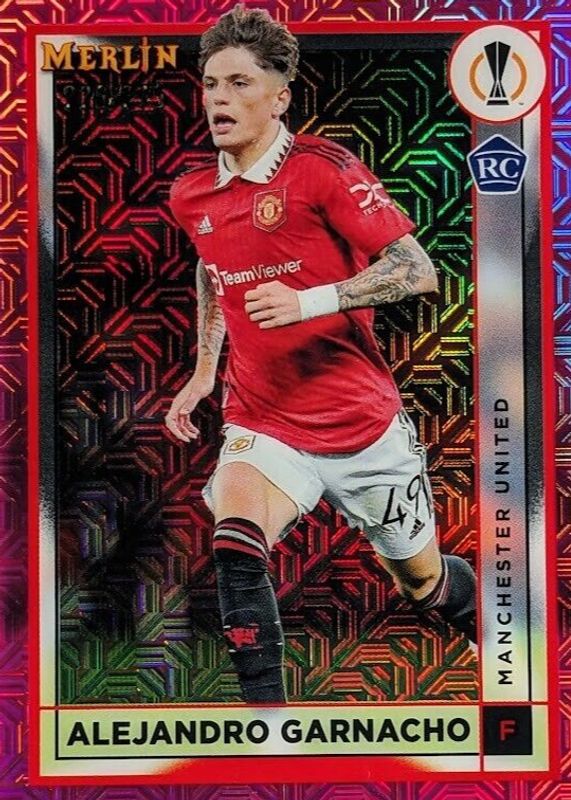 Alejandro Garnacho 2022 Topps Merlin Chrome UEFA Club Competitions #96 Pink Mojo Refractor /275 Rookie SGC 10