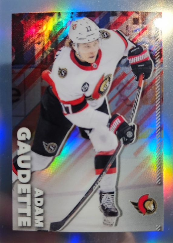 Adam Gaudette 2022 Topps Chrome NHL Sticker Collection #348 Refractor /99 SGC 9.5