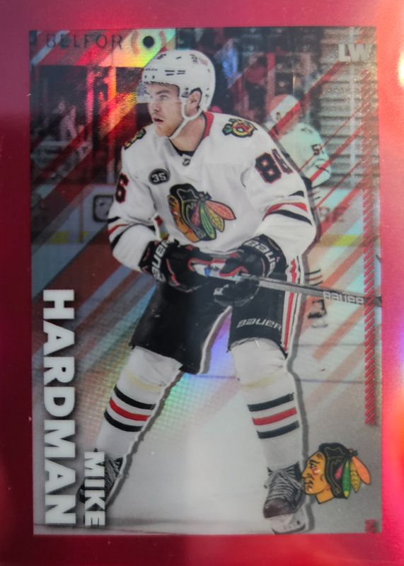 Mike Hardman 2022 Topps Chrome NHL Sticker Collection #119 Red Refractor /5 SGC 9.5