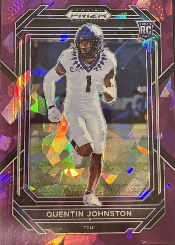 Quentin Johnston 2023 Prizm Draft Picks #138 Purple Ice /149 Rookie RAW