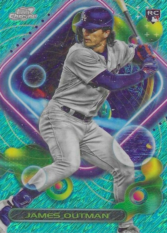 James Outman 2023 Topps Chrome Cosmic #146 Aqua Equinox Refractor /199 Rookie PSA 10