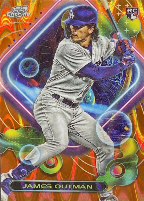 James Outman 2023 Topps Chrome Cosmic #146 Orange Galactic Refractor /25 Rookie PSA 10