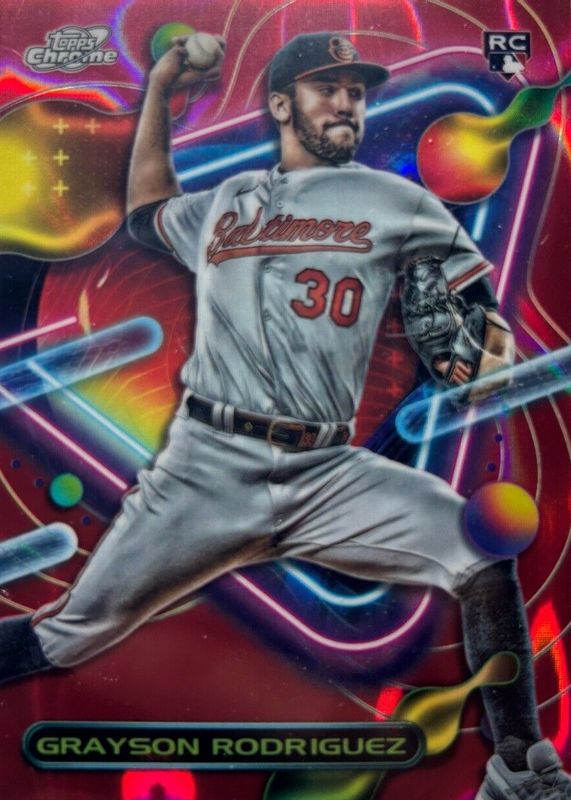 Grayson Rodriguez 2023 Topps Chrome Cosmic #176 Red Flare Refractor /5 Rookie PSA 10