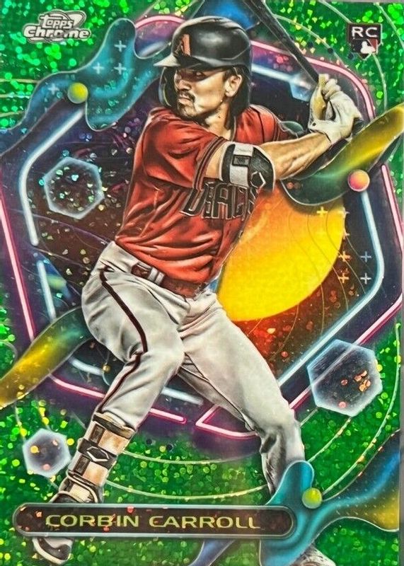 Corbin Carroll 2023 Topps Cosmic Chrome #7 Green Space Dust Refractor /75 Rookie RAW