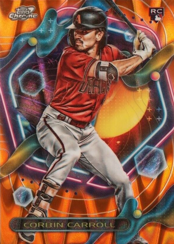 Corbin Carroll 2023 Topps Chrome Cosmic #7 Orange Galactic Refractor /25 Rookie RAW