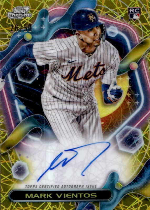 Mark Vientos 2023 Topps Chrome Cosmic #CCA-MV Autographs - Gold Interstellar Refractor /50 Rookie RAW