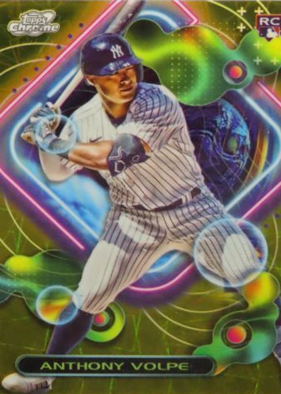 Anthony Volpe 2023 Topps Chrome Cosmic #107 Gold Interstellar Refractor /50 Rookie SGC 10