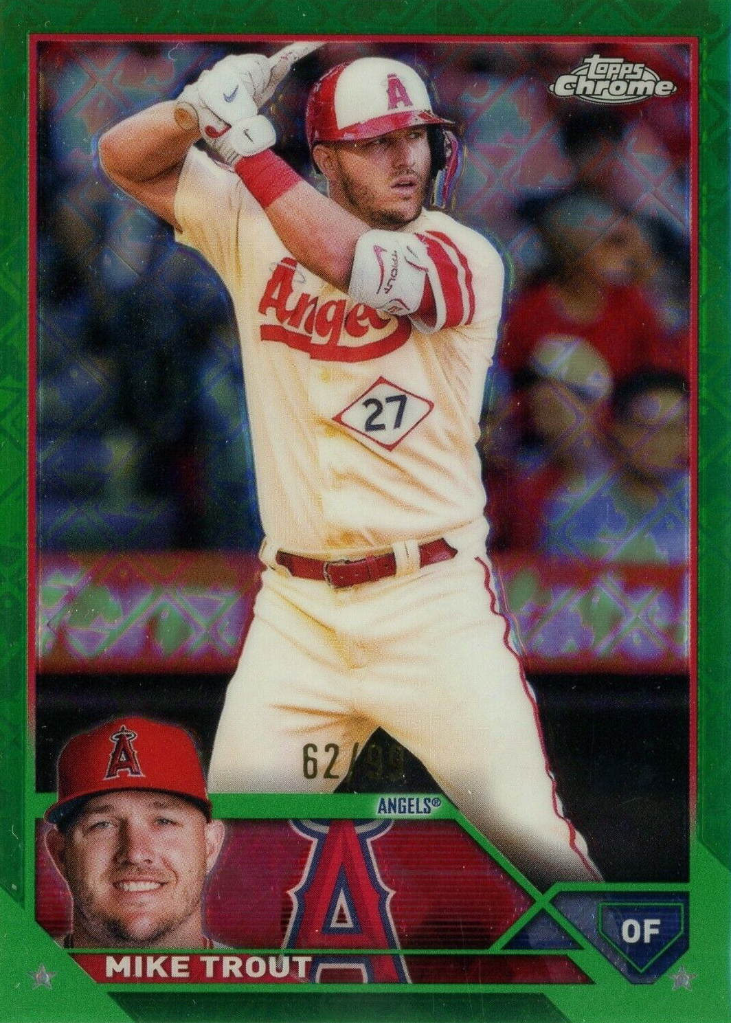 Mike Trout 2023 Topps Chrome Logofractor Edition #27 Green