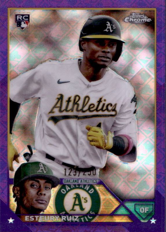 Esteury Ruiz 2023 Topps Chrome Logofractor Edition #99 Purple /250 Rookie SGC 10