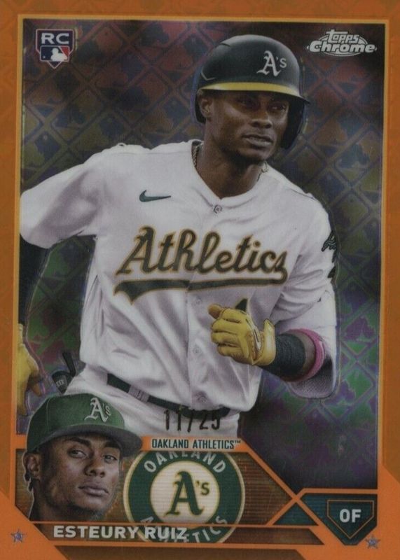 Esteury Ruiz 2023 Topps Chrome Logofractor Edition #99 Orange /25 Rookie RAW