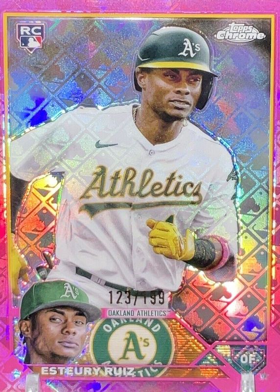 Esteury Ruiz 2023 Topps Chrome Logofractor Edition #99 Pink /199 Rookie BGS 9