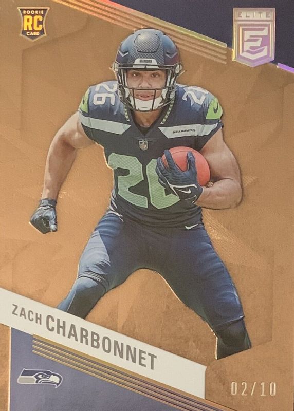 Zach Charbonnet 2023 Elite #199 Gold /10 Rookie RAW