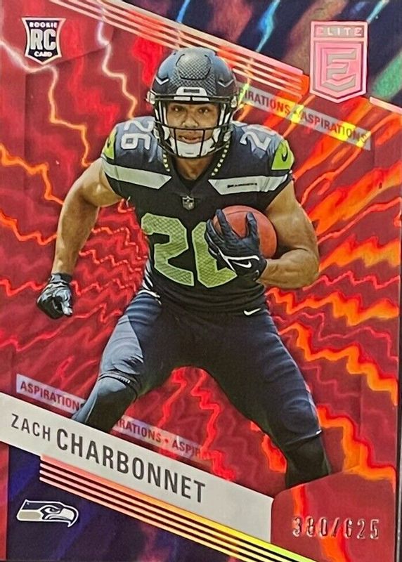 Zach Charbonnet 2023 Elite #199 Aspirations Shimmer /625 Rookie SGC 10